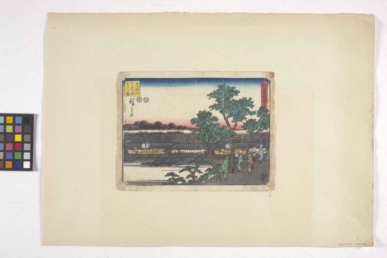 Saruwakacho kilátása Matsuchiyamáról (színes fametszet) alkotó: Ando or Utagawa Hiroshige