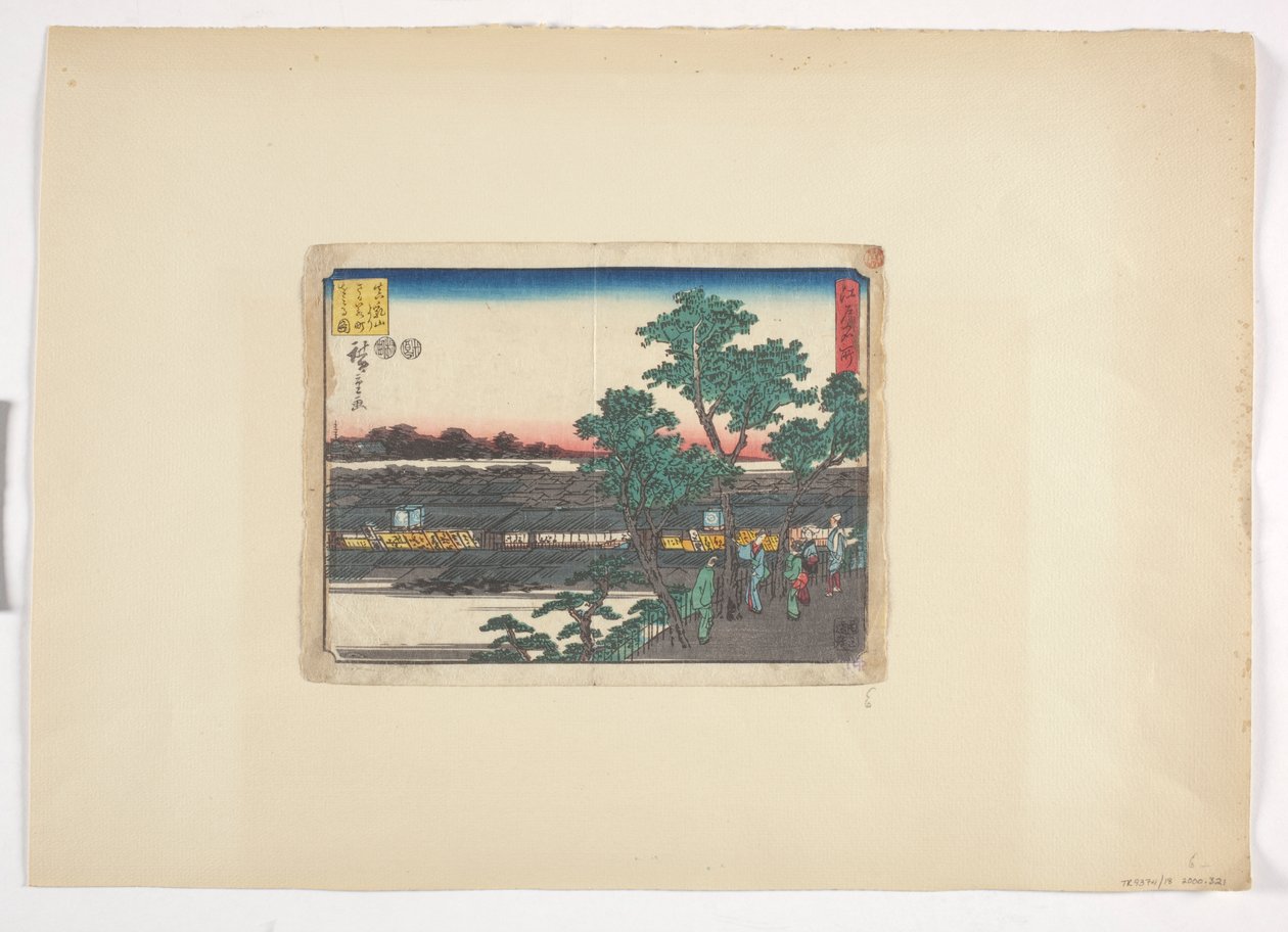 Saruwakacho kilátása Matsuchiyamáról (színes fametszet) alkotó: Ando or Utagawa Hiroshige
