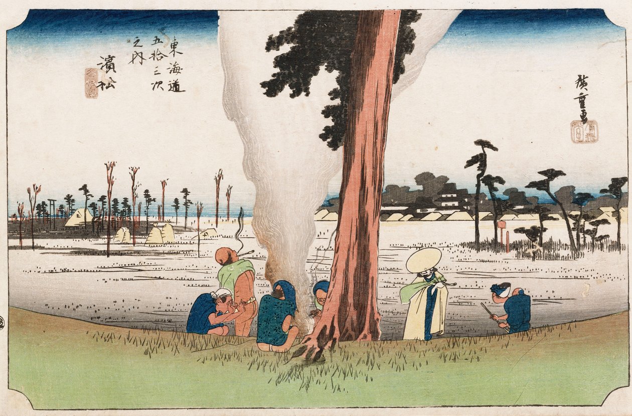 Winter View, Hamamatsu, a "The Fifty-Three Stations of The Tokaido" sorozatból, 1834 körül alkotó: Ando or Utagawa Hiroshige