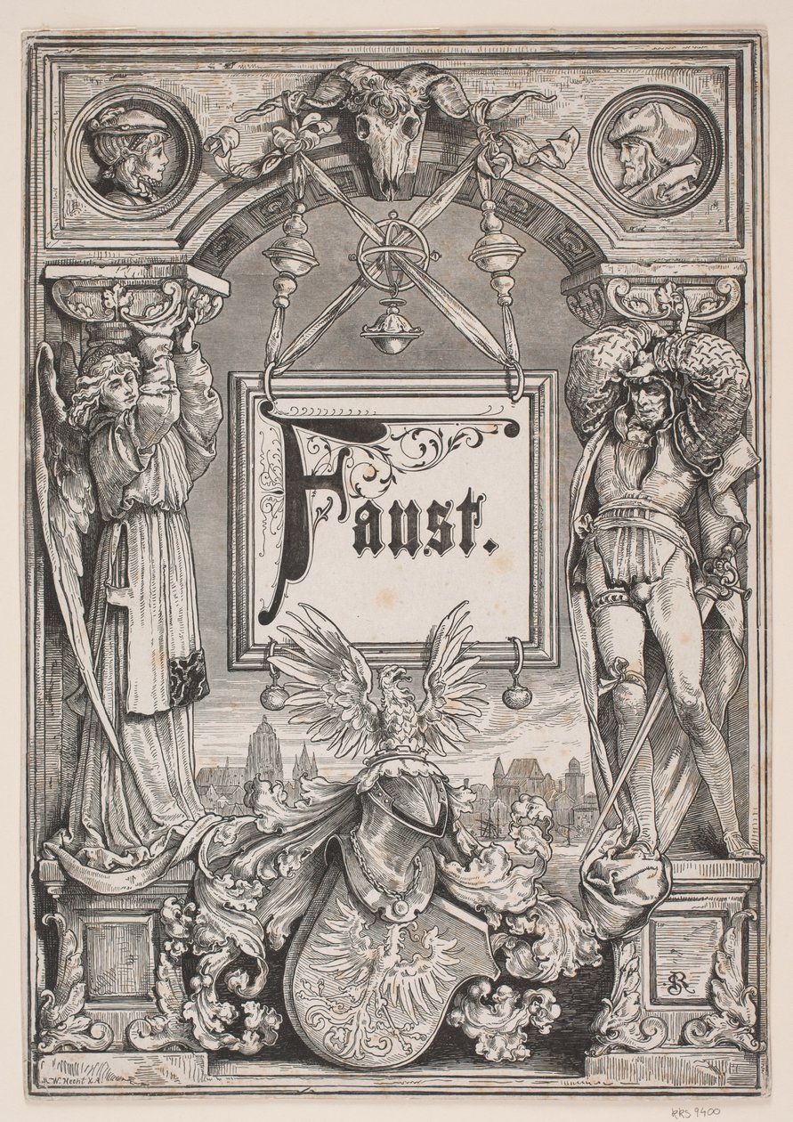 Címlap és matrica a "Faust" kiadásához, München 1884 alkotó: André Bork