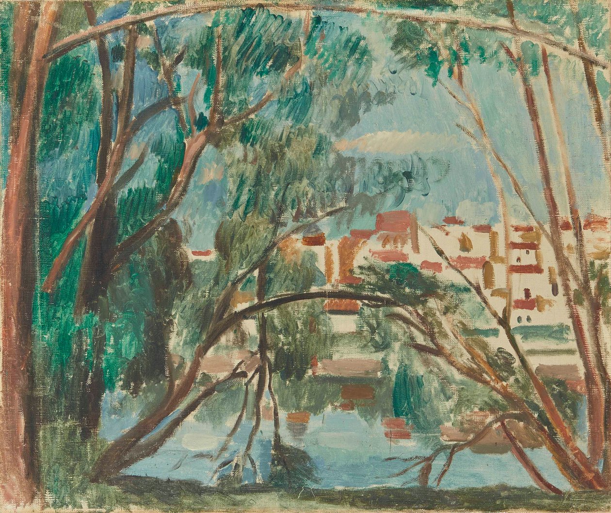 A Szajna partja Carrières-sur-Seine-nél alkotó: Andre Derain