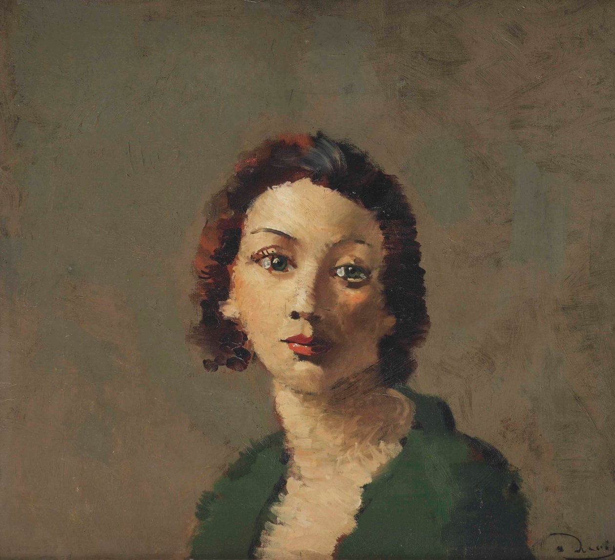 A vörös hajú a zöld fűzőben alkotó: Andre Derain