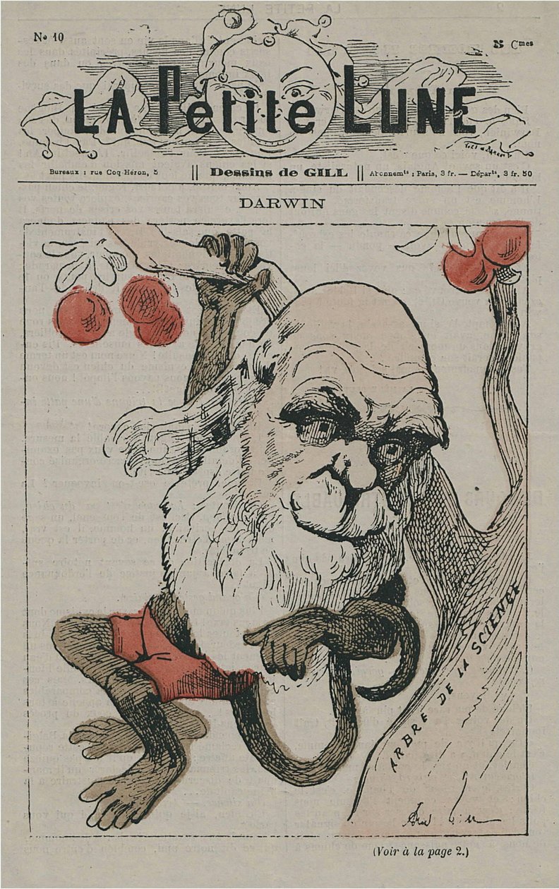 Darwin mint majom a La Petite Lune-on alkotó: Andre Gill