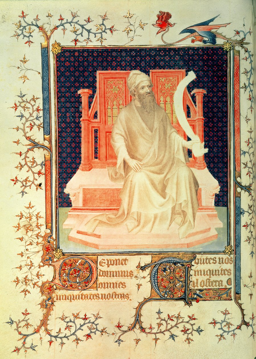 Fr 13091 f.29v Mikeás próféta, Jean, Berry hercegének zsoltárából, 1386 körül alkotó: Andre Beauneveu