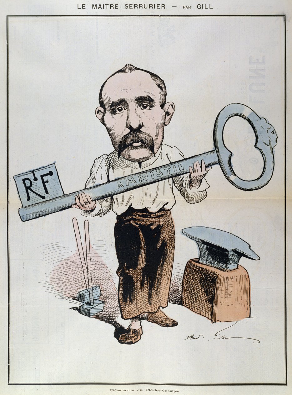 Georges Clemenceau (1841-1929) karikatúrája a „La Lune Rousse”-ból, 1879 alkotó: Andre Gill
