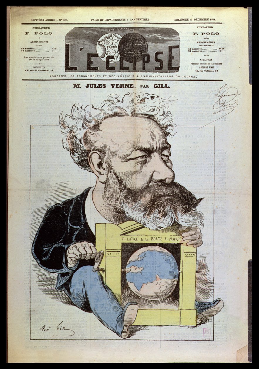 Jules Verne (1828-1905) karikatúrája a L