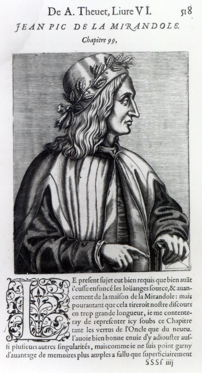 Giovanni Pico della Mirandola, Andre Thevet „Les Vrais Pourtraits et vies des hommes illustres” című művéből, 1584 alkotó: Andre Thevet
