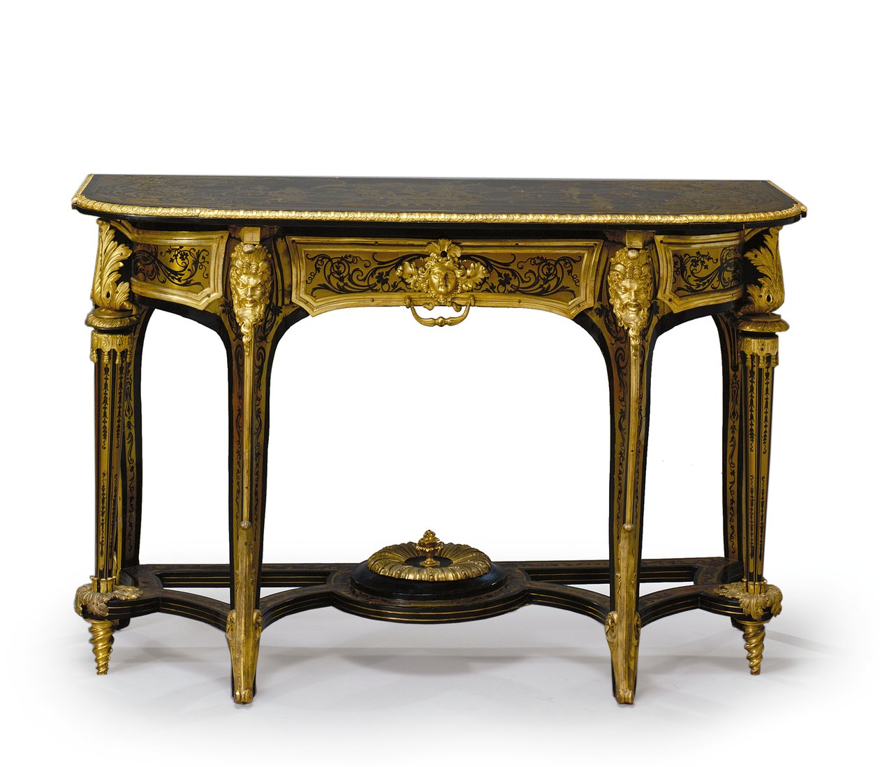 Lajos XIV. mólóasztal párjának egyike, 1710 körül (ormolu-ra szerelt és Boulle sárgaréz berakásos teknősbékahéj) (lásd még: 469014 és 469015) alkotó: Andre Charles (attr. to) Boulle