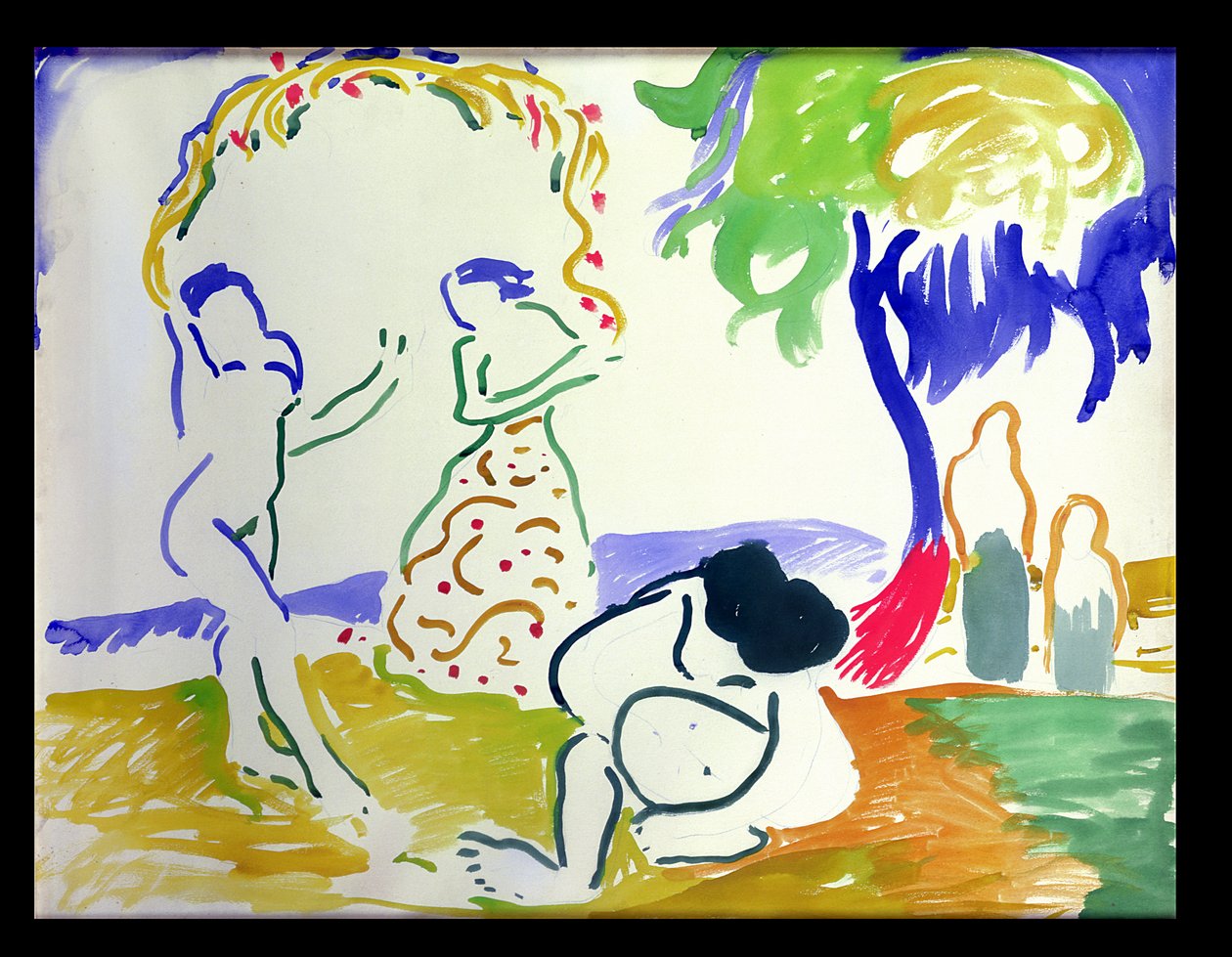 Fürdőzők, 1905 körül (akvarell, papír) alkotó: Andre Derain