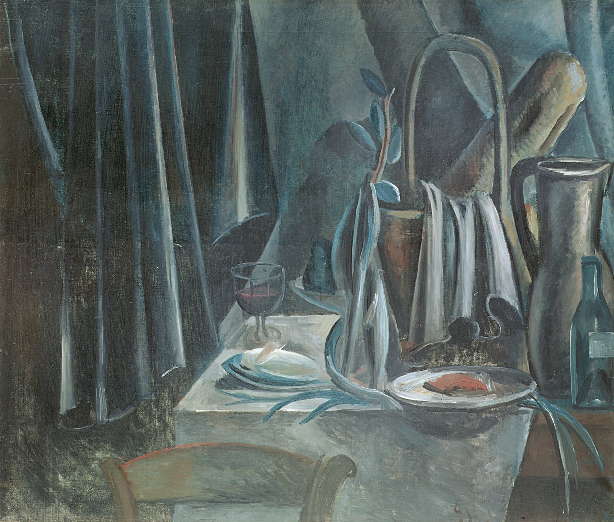 Csendélet kenyérkosárral, kancsóval és borospohárral alkotó: Andre Derain