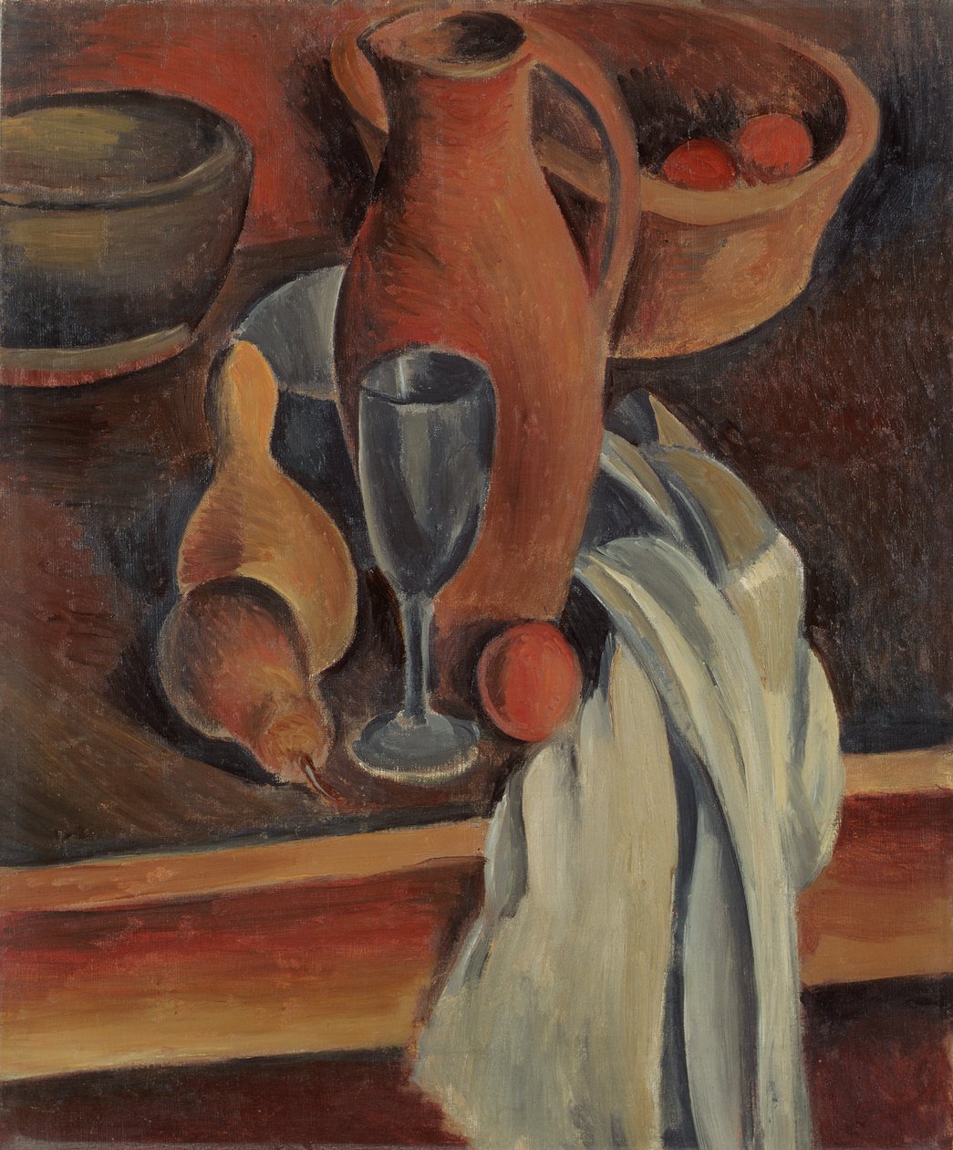 Csendélet agyagkancsóval, fehér szalvétával és gyümölcsökkel alkotó: Andre Derain