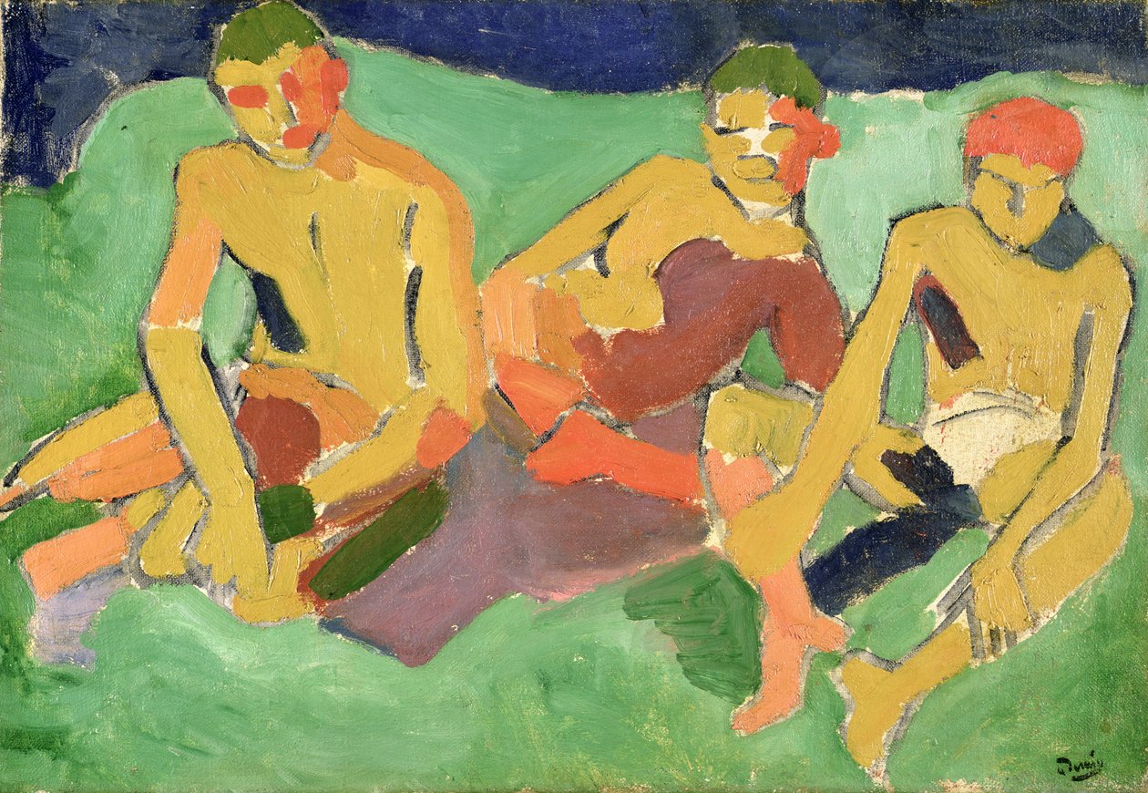 Három figura ül a fűben (olaj, vászon) alkotó: Andre Derain