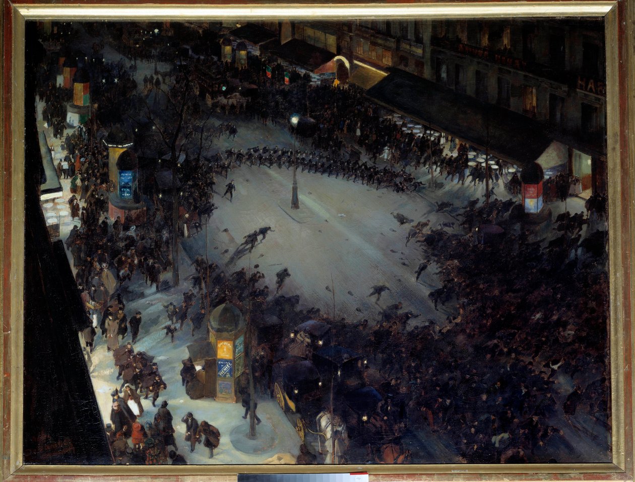 La charge, Boulevard Montmartre Tüntetések színtere Párizsban. Andre Devambez (1867-1944) festménye 1901 V. 1,27 x 1,62 m. Párizs, Musee d