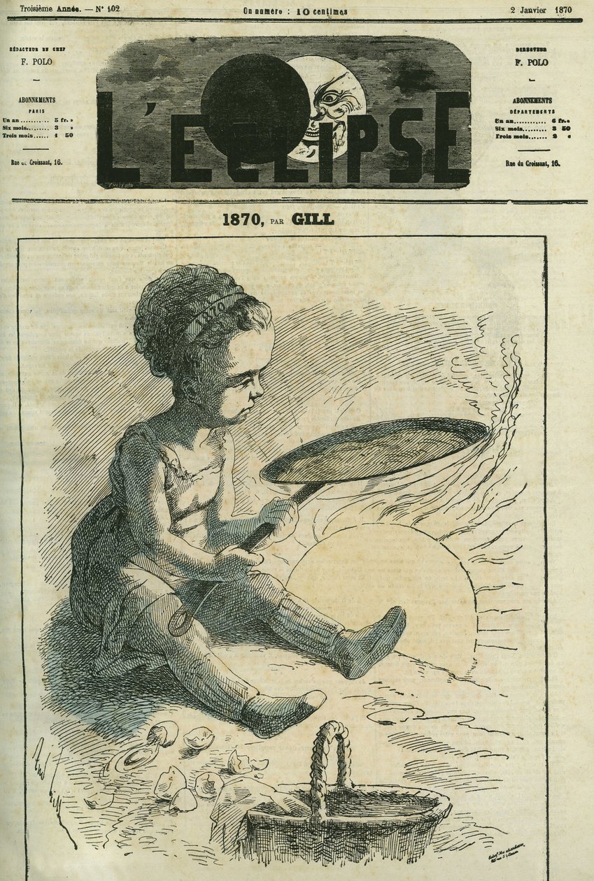 1870, társasági konyha: egy kislány palacsintát főz a nap által fűtött kályhában. Borító a „” L