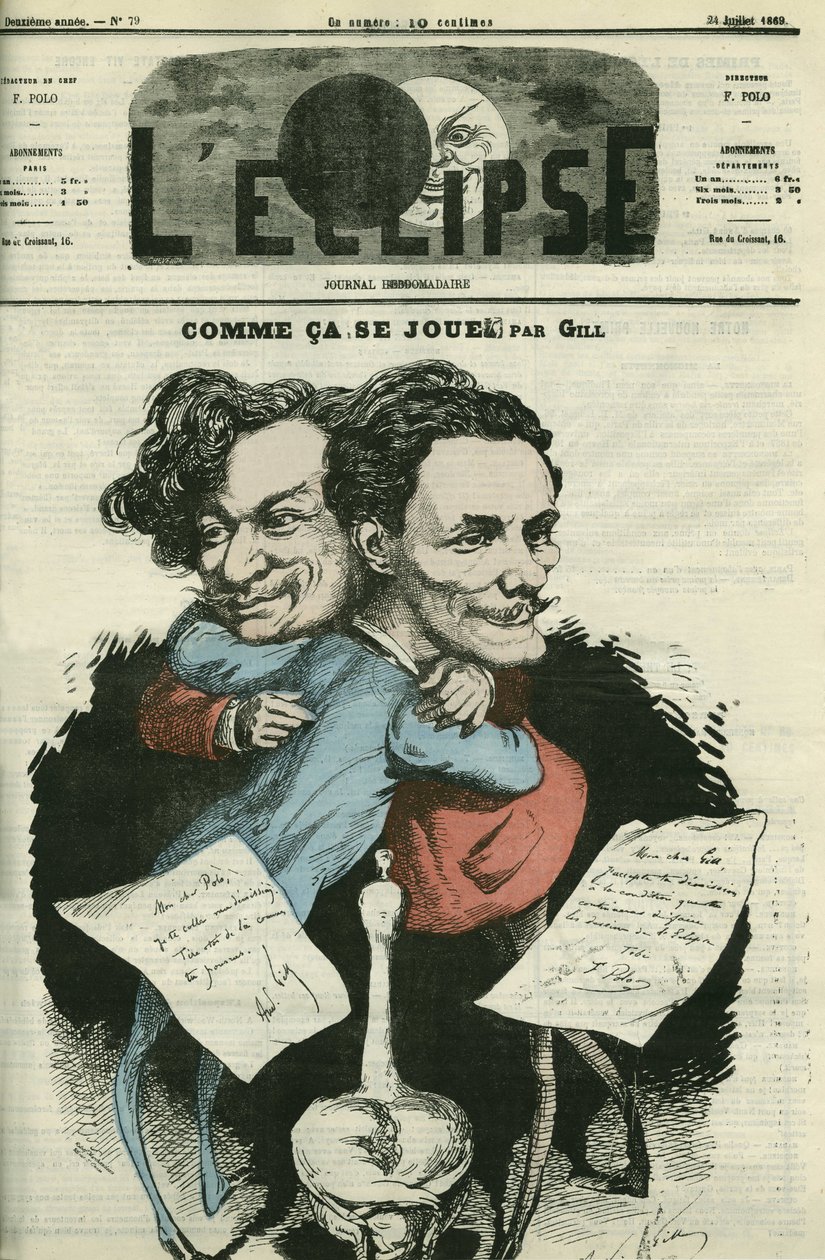Andre Gill (1840-1885), francia karikaturista és F. Polo, a „L