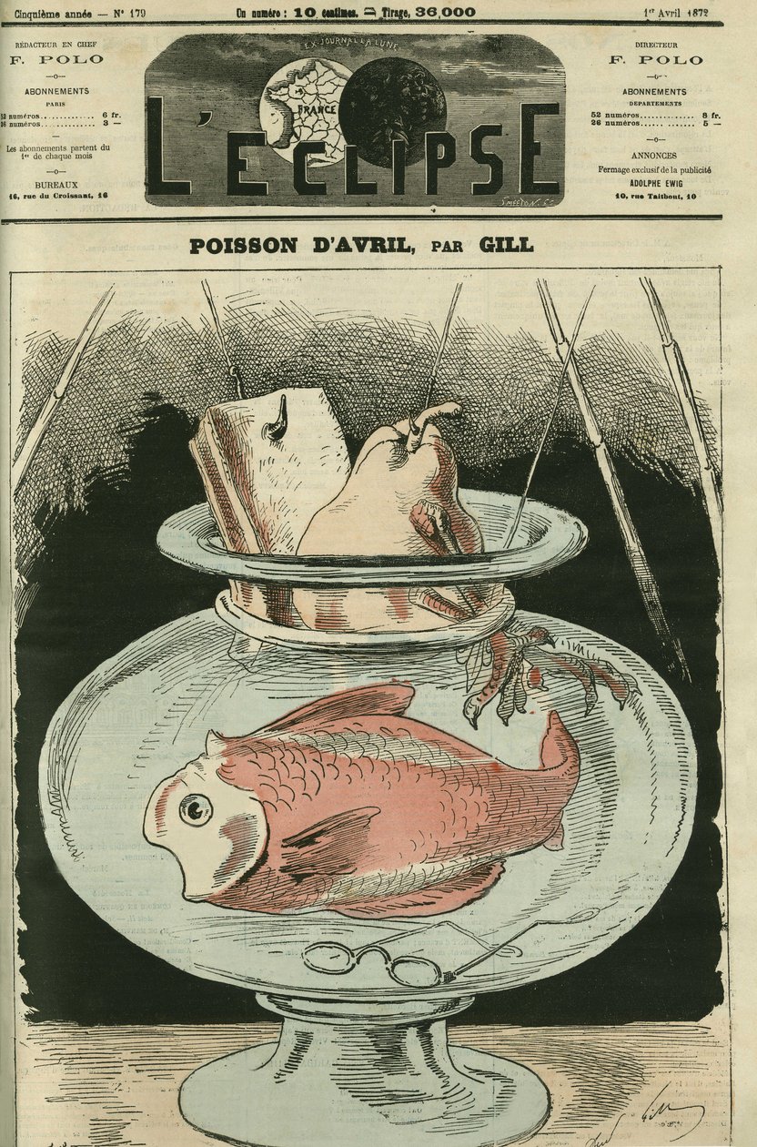 Április hal, a hal Adolphe Thiers (1797-1877). Borító a Gill „” L