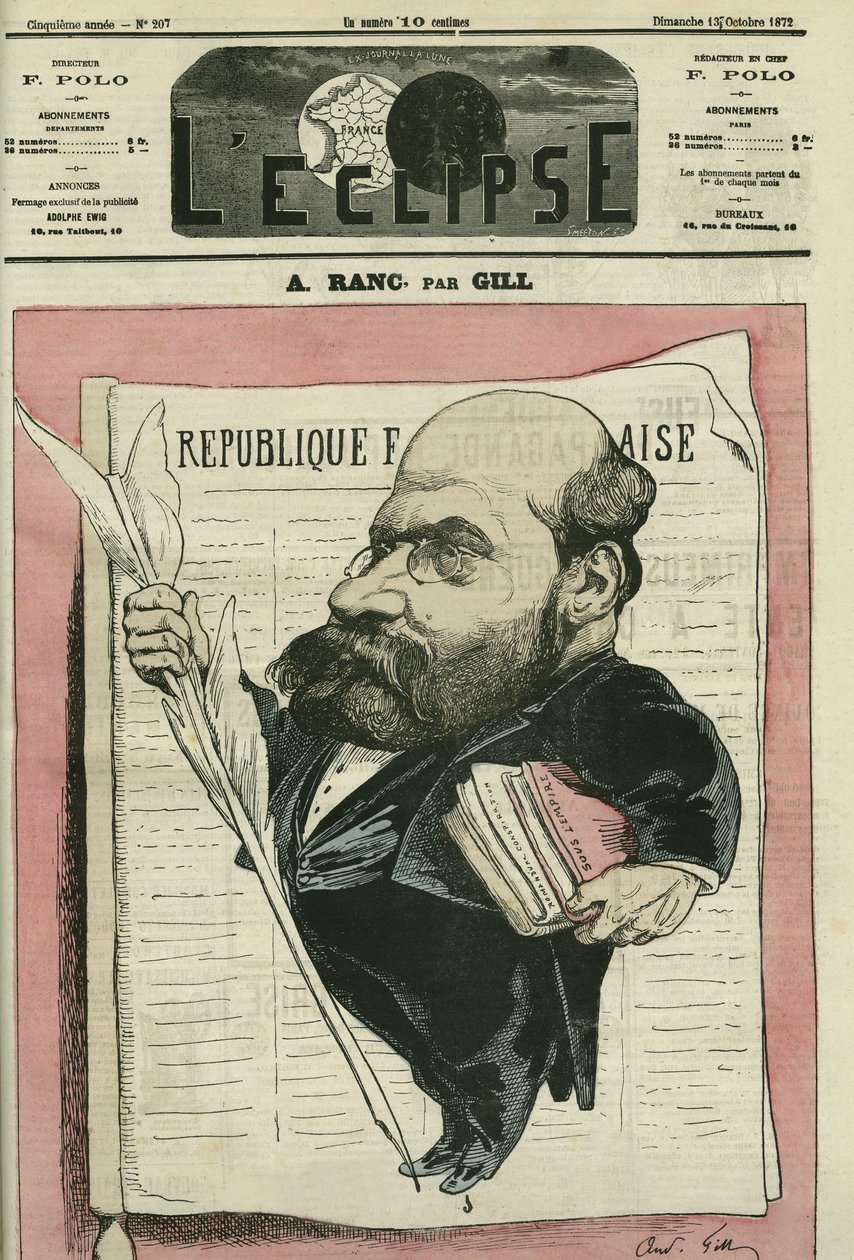 Arthur Ranc (1831-1908), francia újságíró és politikus. Borító a Gill „” L