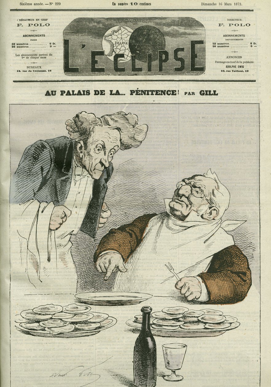 A bűnbánat palotájában Adolphe Thiers (1797-1877) köztársasági elnök karikatúrája. Borító a „” L