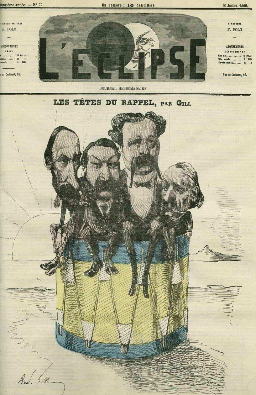 Auguste Vacquerie (1819-1895), Victor Hugo (1802-1885), Charles Hugo (1826-1871) és Paul Meurice (1818-1905), francia irodalmárok. Borító a Gill „” L