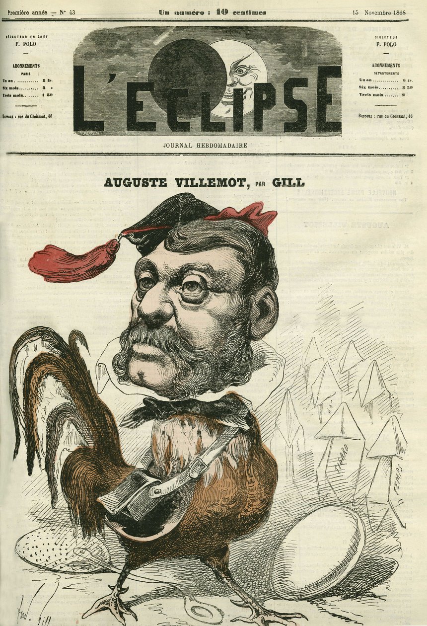 Auguste Villemot (1811-1871), francia újságíró. Címlap: Gill: „” L