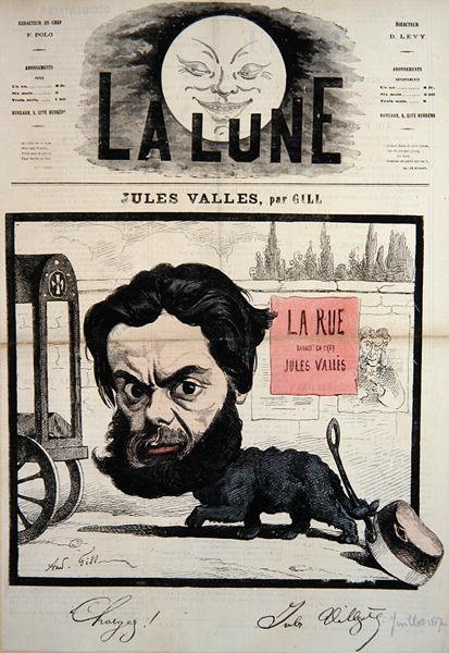 Jules Valles borítójának karikatúrája a „La Lune” magazinból, 1867. július (színes litó) alkotó: Andre Gill