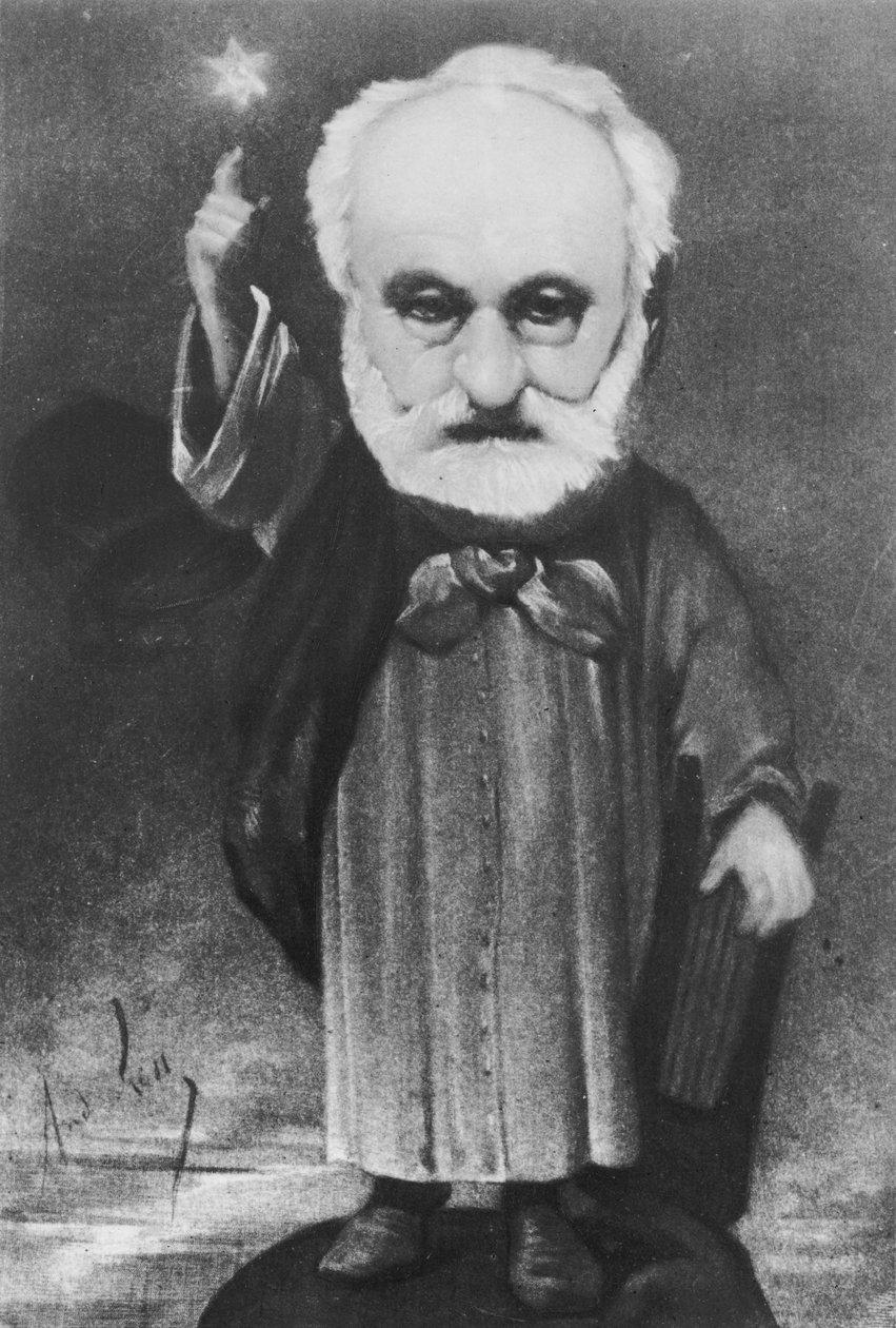 Victor Hugo (1802-85) varázsló karikatúrája alkotó: Andre Gill