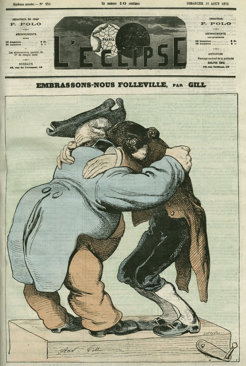„We Kiss Folleville” rajzfilm, Eugene Labiche (1815-1888) és Auguste Lefranc (1814-1878) vaudeville. Borító a „” L