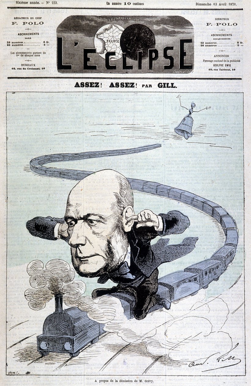„” rajzfilm Mr. Grévy lemondásáról” – Gill, az 1873.04.13-i „” L