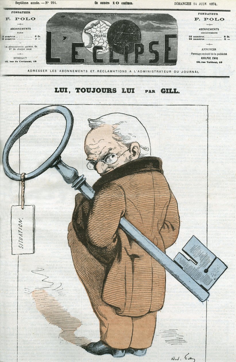 Adolphe Thiers (1797-1877) francia államférfi rajzfilmje. Borító a Gill „” L