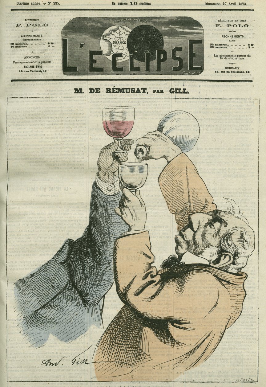 Charles de Remusat (1797-1875) francia filozófus és politikus rajzfilmje. Borító a Gill „” L