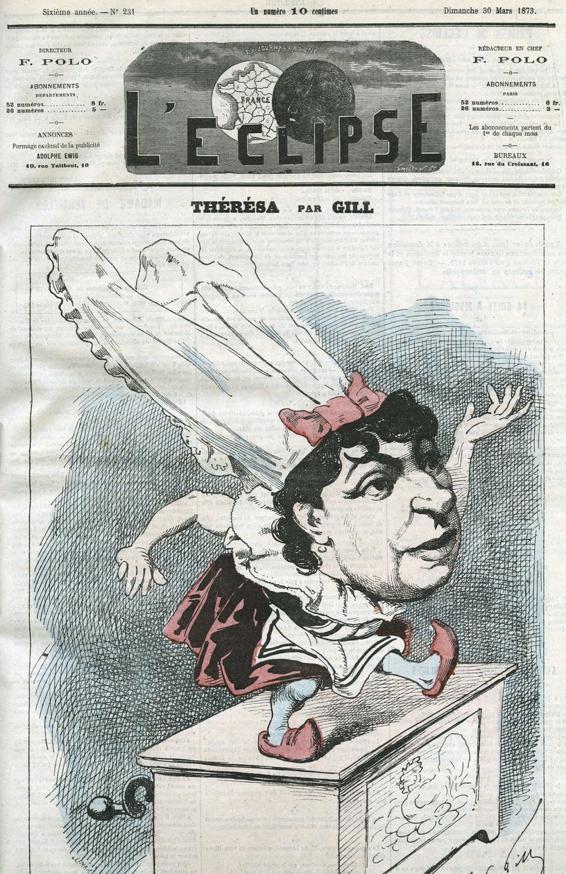 Emma Valendon rajzfilmje Theresa (1837-1913), francia népszerű énekesnő címmel. Borító a „” L