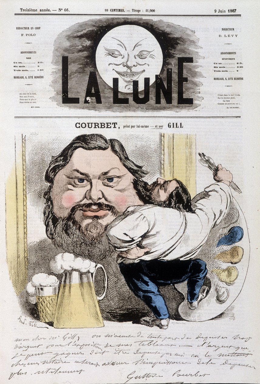 Gustave Courbet rajzfilmje – Andre Gill (1840-1885) illusztrációja a „La Lune” című filmben, 1867.09.06. alkotó: Andre Gill
