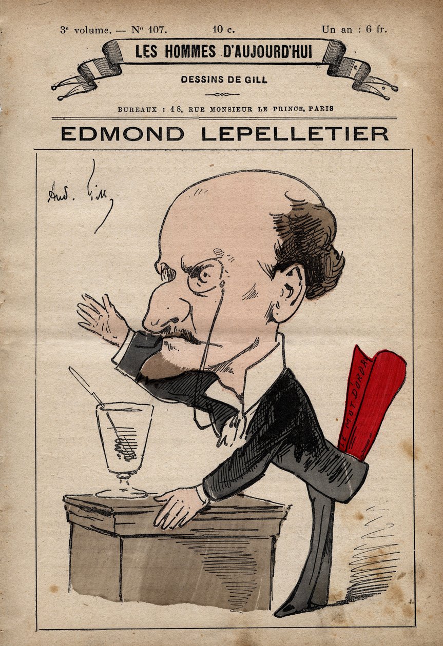 Edmond Lepelletier (1846-1913) radikális francia újságíró és író rajzfilmje a Les Hommes d
