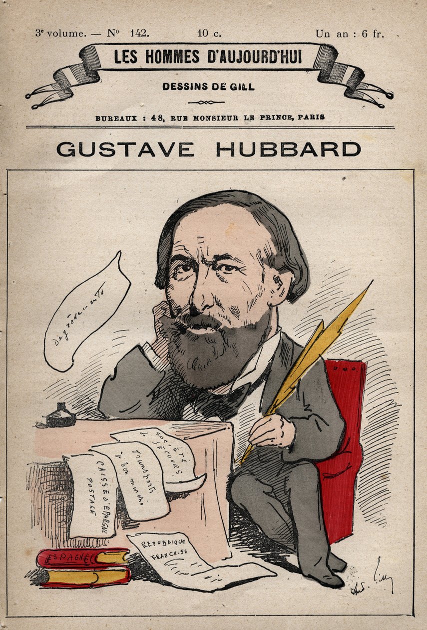 Nicolas Gustave Hubbard (1828-1888) angol politikai közgazdász rajzfilmje a Les Hommes d