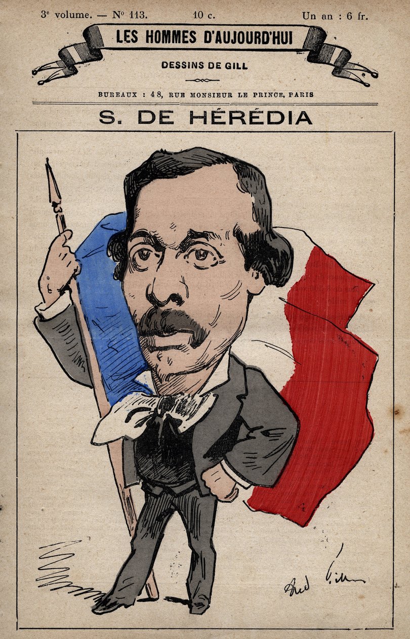 Heredia (1836-1901) rajzfilmje Severiano-ról a "The Men of Today" c. 1779-1880, Andre Gill (1840-85) alkotó: Andre Gill