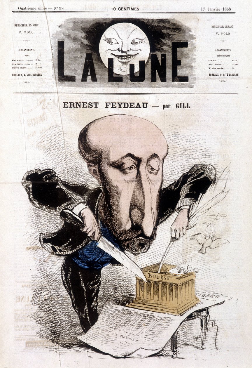 Gill rajzfilmje Ernest Feydeau-ról (1821 - 1873) a "" The Moon" -ban" alkotó: Andre Gill