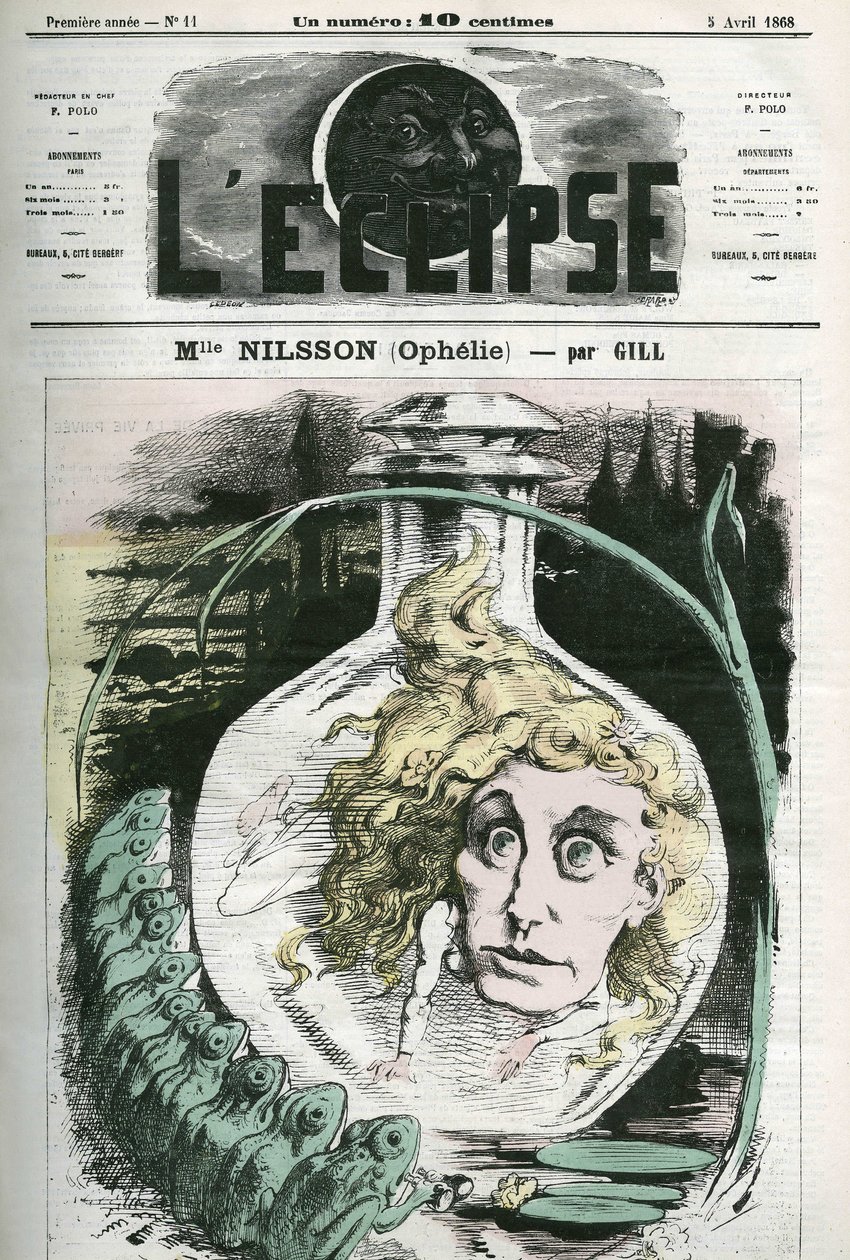 Christine Nilsson Ophelie (1843-1880 körül) svéd operaénekesnő szerepében. Borító a Gill „” L