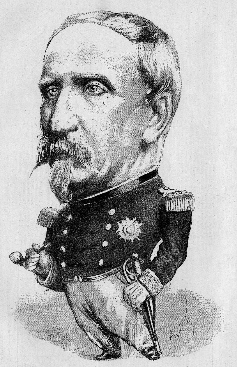 Andre Gill rajza Aumale hercege (1822-1897), francia politikus és történész, a Francia Akadémia tagja képviselője. Metszet a „” The Illustrous World”-ben, 1885 alkotó: Andre Gill