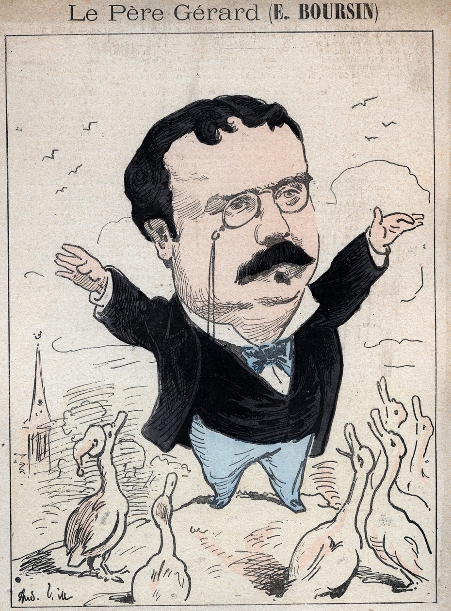 Elphege Boursin (1836-1891) újságíró, politikai esszéíró, író és történész – Andre Gill rajzfilmje a „Les Hommes d