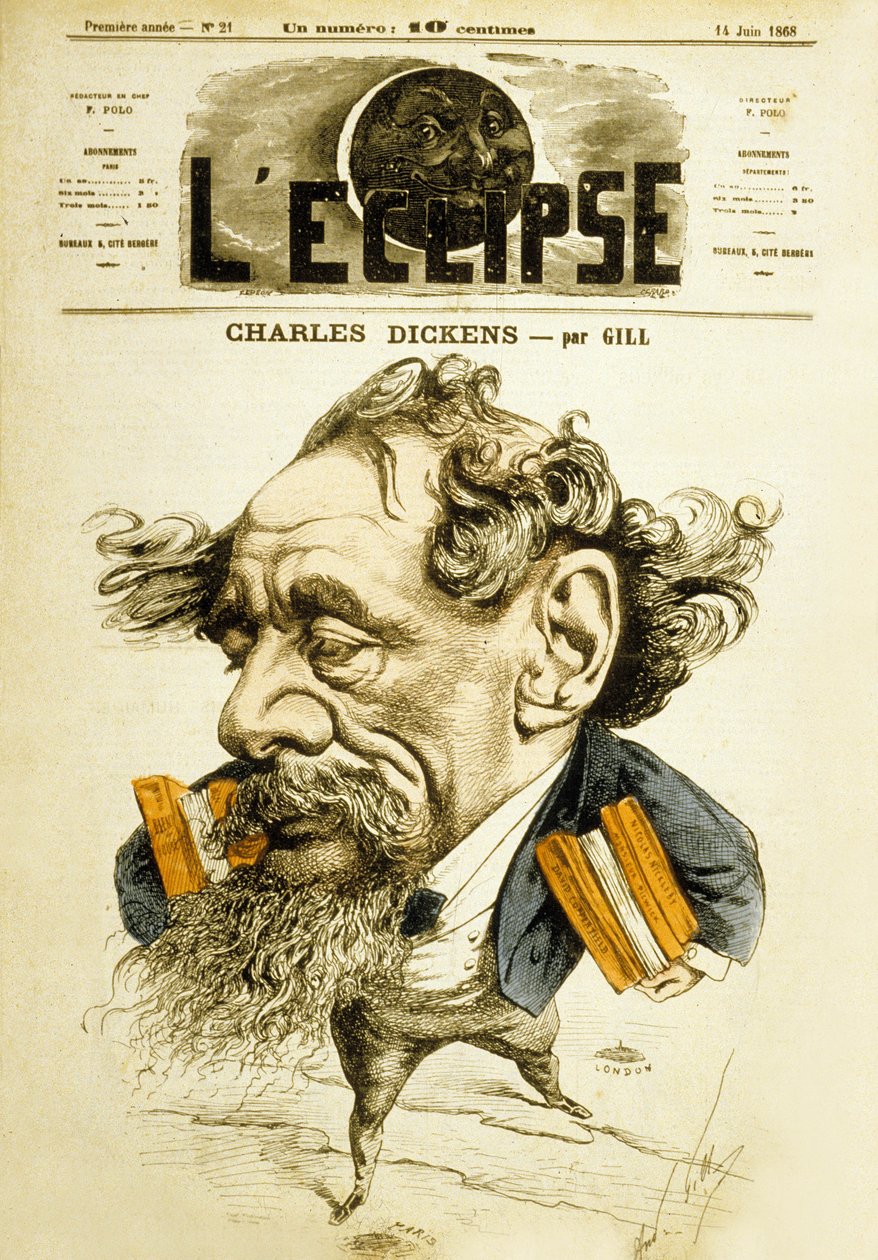 Charles Dickens angol író alkotó: Andre Gill