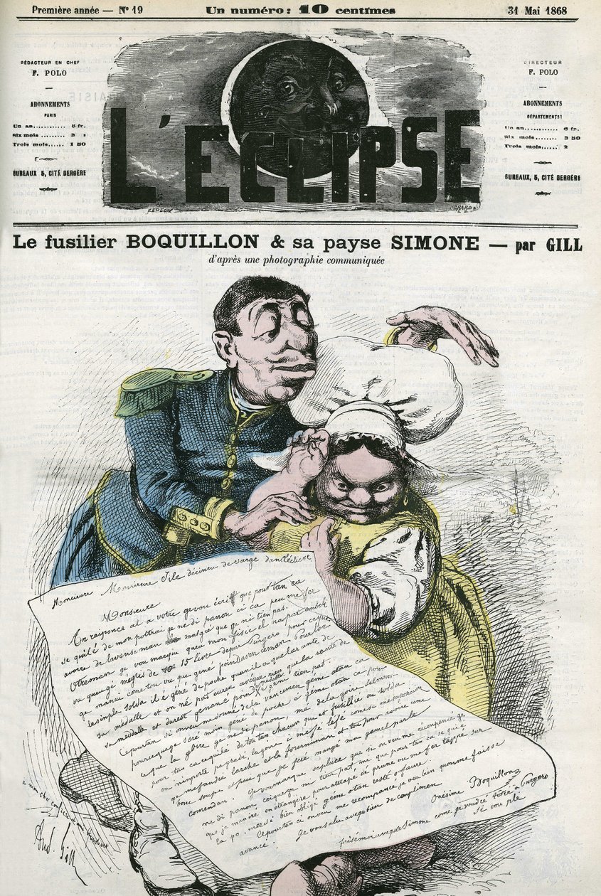Illusztráció: „Fusilier Boquillon és parasztja, Simone”. Borító a Gill „” L