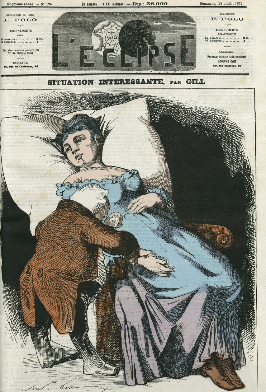 A hamarosan Poroszországnak adósodó köztársaság illusztrációja, Adolphe Thiers (1797-1877), a köztársasági elnök pulzusát szedi. Borító a Gill „” L