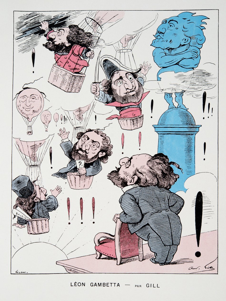 Leon Gambetta, A Harmadik Köztársaság története, 1. évf. I, Political History, pub. 1933 (színes litho) alkotó: Andre Gill