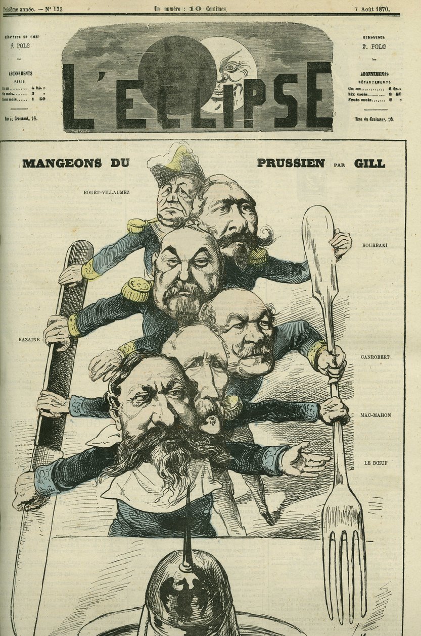 Együnk poroszul Le Boeuf (1806-1893), Mac-Mahon (1808-1893), Francois Achille Bazaine (Francois-Achille) tábornokkal alkotó: Andre Gill