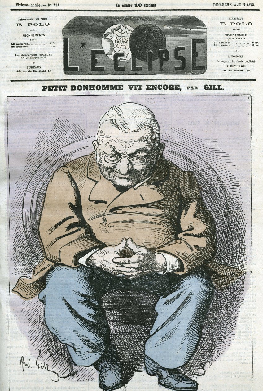 A kis ember még él, Adolphe Thiers (1797-1877) francia államférfi rajzfilmje. Borító a „” L