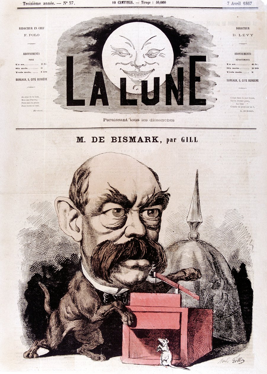 Otto von Bismarck német államférfi, amikor konzervatív helyettes és gátfelügyelő, 1867 alkotó: Andre Gill