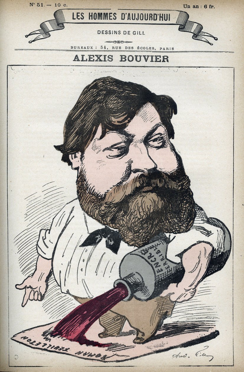Alexis Bouvier (1836-1892) francia népszerű regény- és drámaíró portréja. Gill, Párizs rajzfilmje. alkotó: Andre Gill