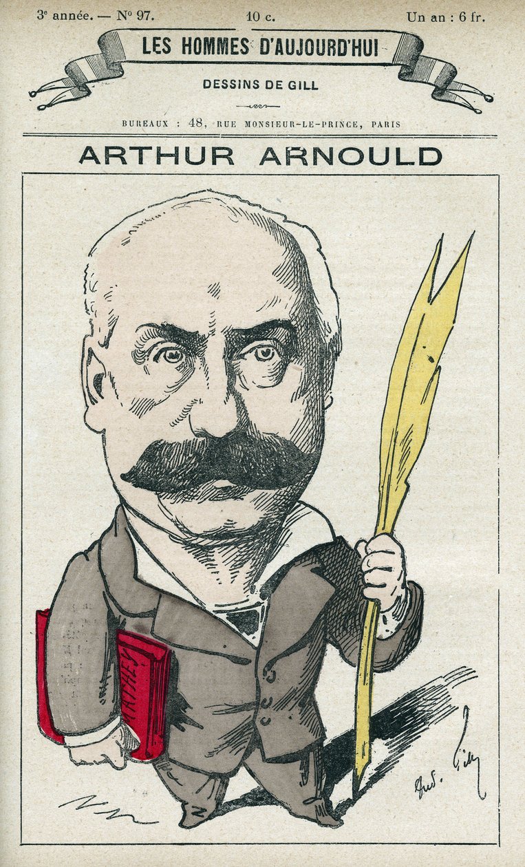 Arthur Arnould (1833-1895) francia újságíró és politikus portréja, aktívan részt vett a párizsi kommünben. Gill, Párizs rajzfilmje. alkotó: Andre Gill