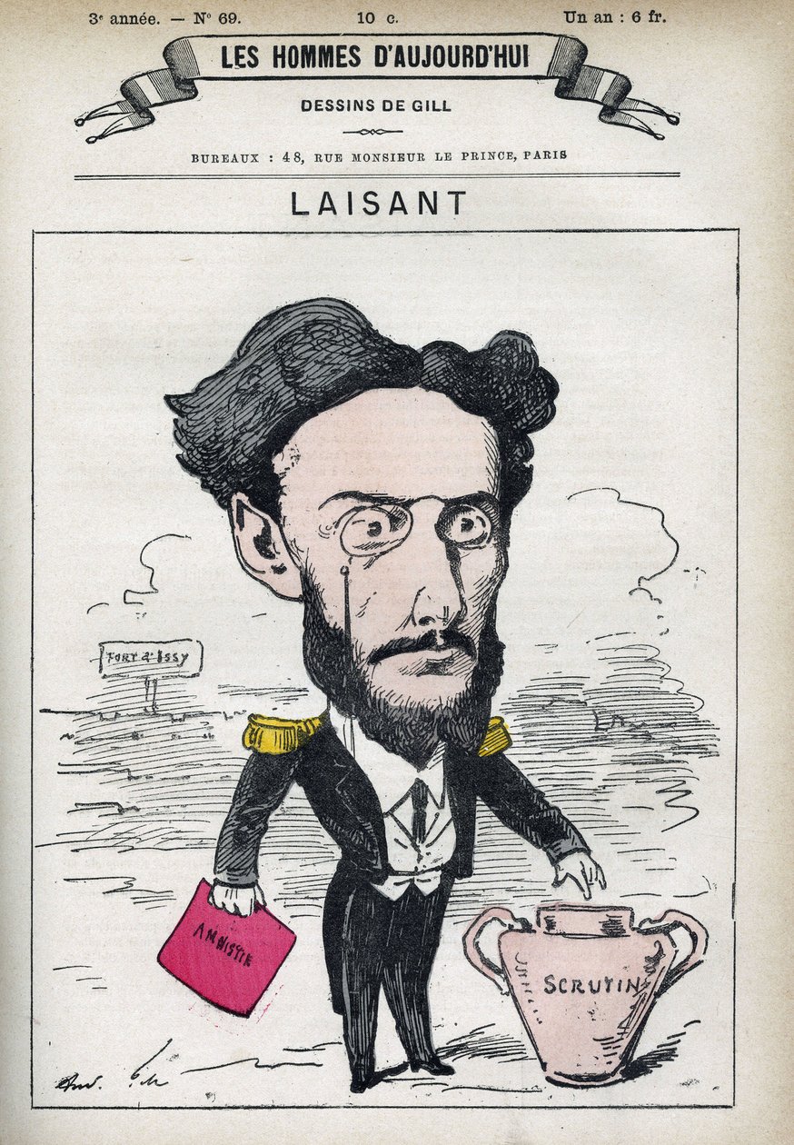 Charles-Ange Laisant (1841-1893) francia tudós és politikus portréja. Gill, Párizs rajzfilmje. alkotó: Andre Gill