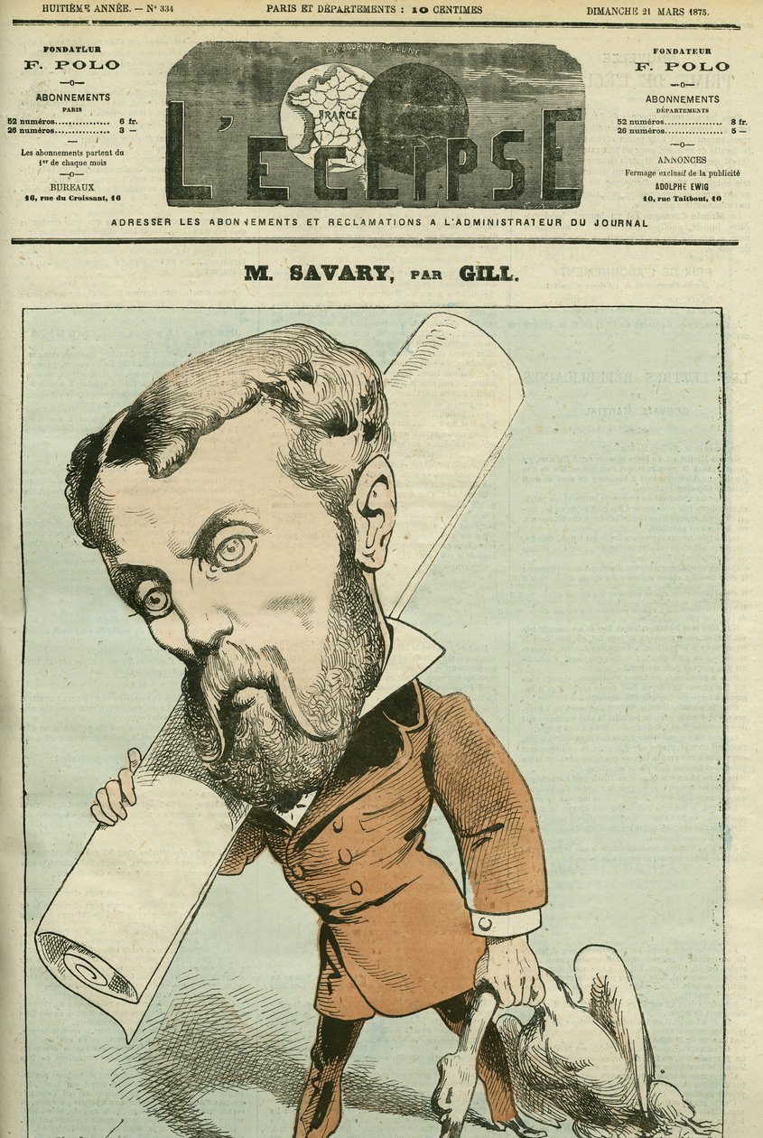 Charles Savary (1845-89) francia politikus és üzletember portréja, Kanadában újságíró is volt. Borító a „” L